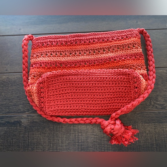 Croft and Barrow Orange cross body Crochet Bag - Picture 3 of 12